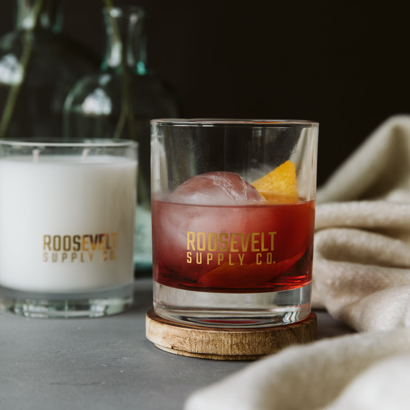Grand Canyon Cocktail Glass Candle - The Roosevelts Candle Co.