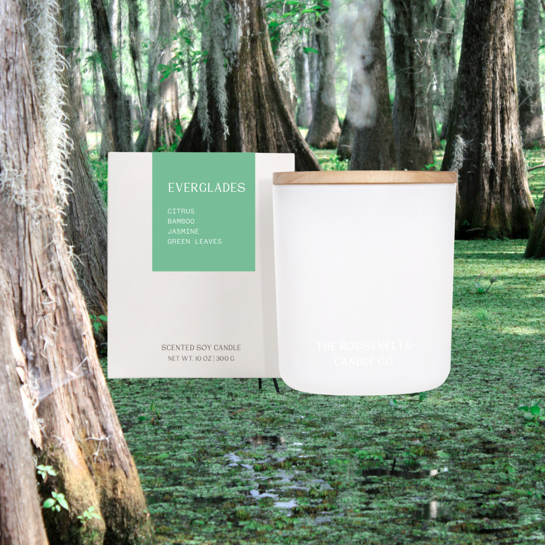 Everglades Candle - Citrus, Bamboo, Jasmine & Green Leaves - The Roosevelts Candle Co.