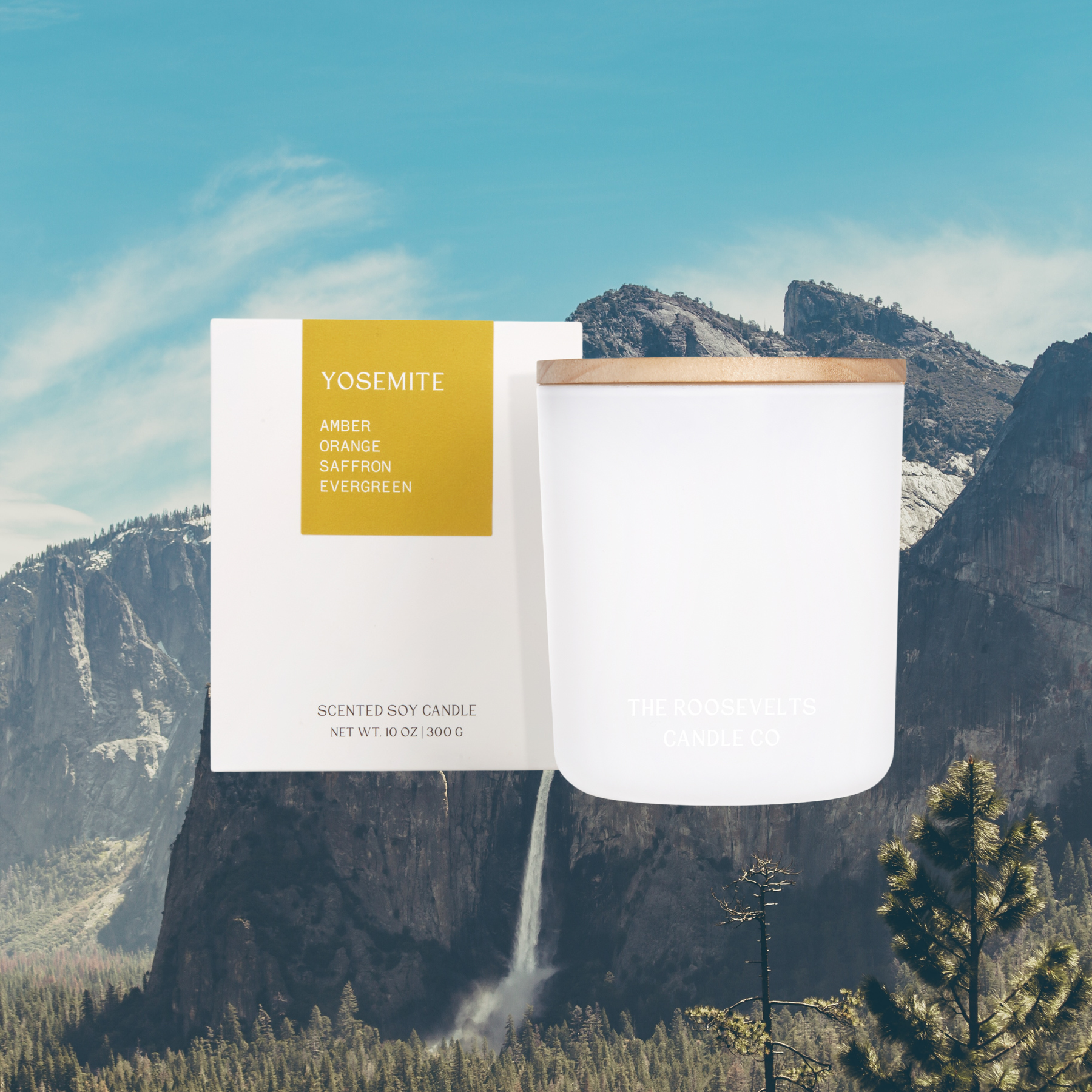Yosemite Candle - Amber, Orange, Saffron & Evergreen - The Roosevelts Candle Co.