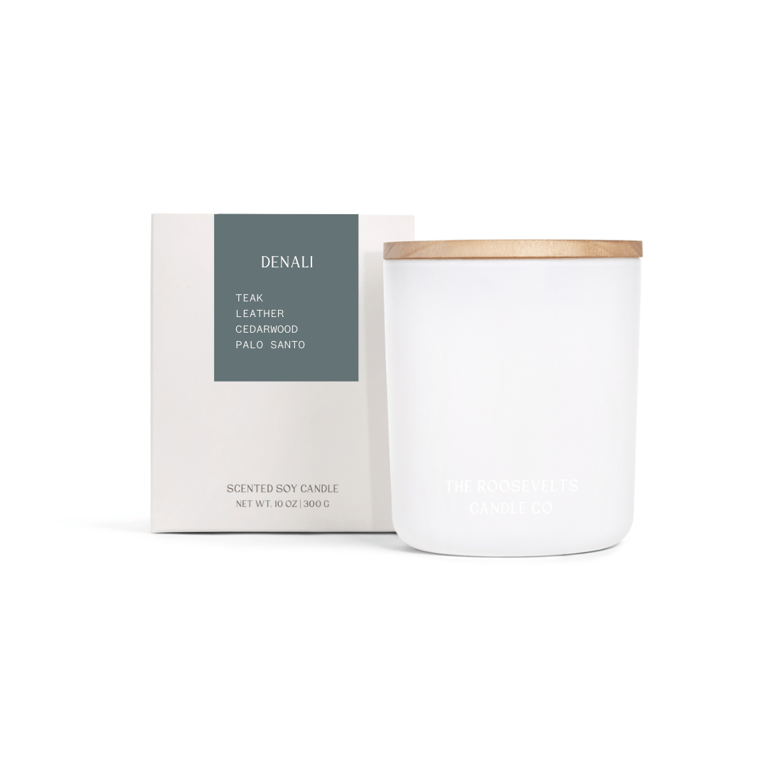 Denali Candle - Teak, Leather, Cedarwood & Palo Santo - The Roosevelts Candle Co.
