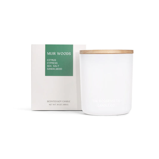 Muir Woods Candle - Cypress, Citrus, Sandalwood, Vanilla & Sea Salt - The Roosevelts Candle Co.