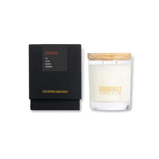 Redwood Cocktail Glass Candle - The Roosevelts Candle Co.